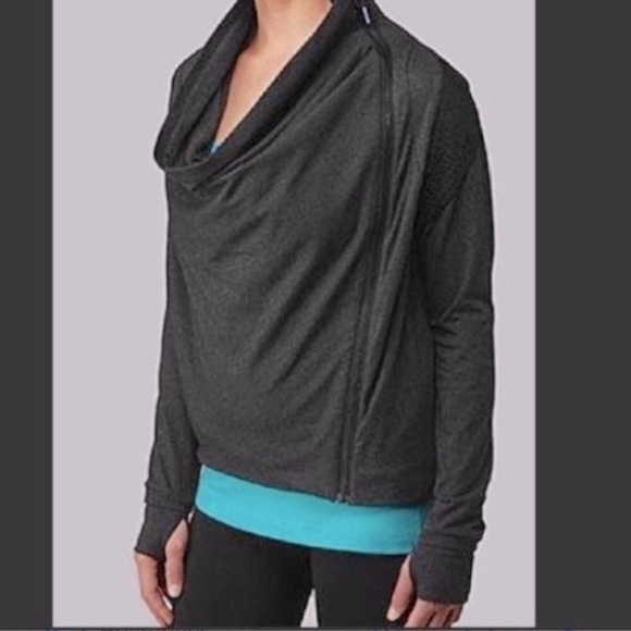 Lululemon Sway cowl-neck jacket, charcoal grey, size 4 - Picture 1 of 11